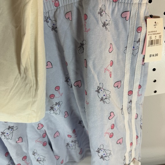 NWT Sanrio Cinnamoroll Loungewear Set 2XL Cream Blue Ringer Tee & Shorts - Picture 5 of 9